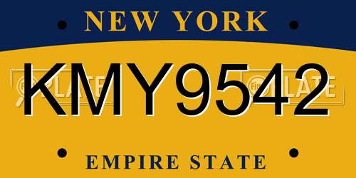 KMY9542 New York License Plate