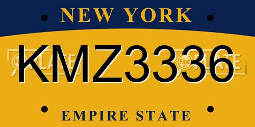KMZ3336 New York License Plate