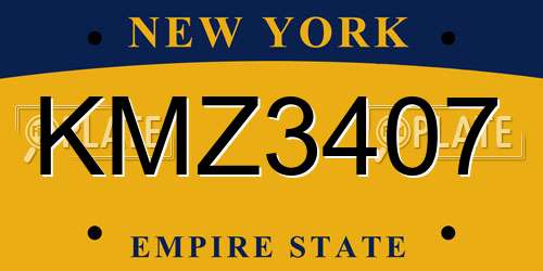 KMZ3407 New York License Plate