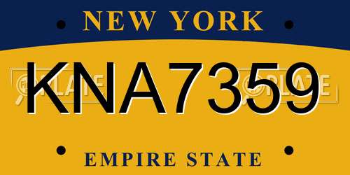 KNA7359 New York License Plate
