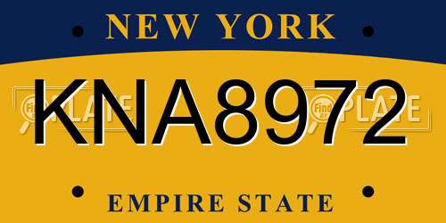 KNA8972 New York License Plate