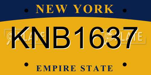 KNB1637 New York License Plate