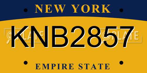 KNB2857 New York License Plate