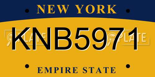 KNB5971 New York License Plate