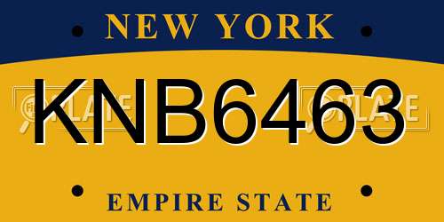 KNB6463 New York License Plate