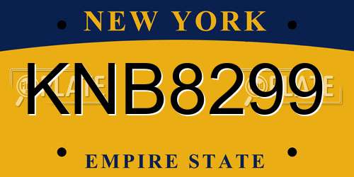 KNB8299 New York License Plate