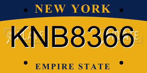 KNB8366 New York License Plate