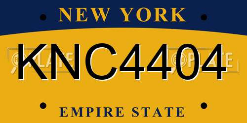 KNC4404 New York License Plate