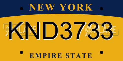 KND3733 New York License Plate