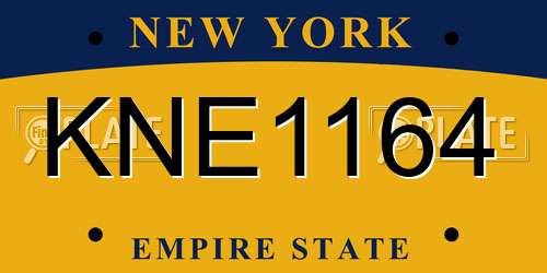 KNE1164 New York License Plate