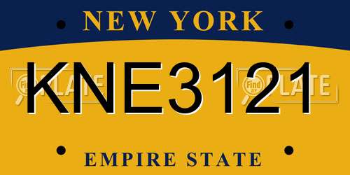 KNE3121 New York License Plate