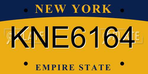 KNE6164 New York License Plate