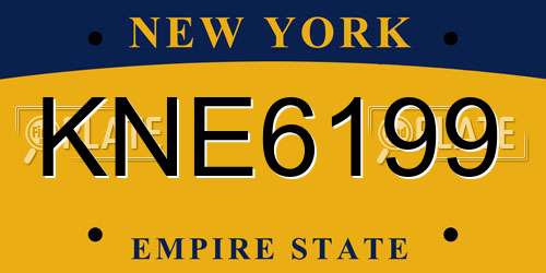 KNE6199 New York License Plate