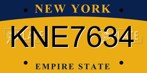 KNE7634 New York License Plate