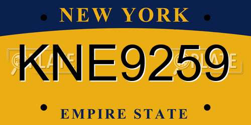 KNE9259 New York License Plate