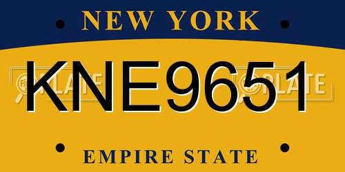 KNE9651 New York License Plate