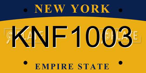 KNF1003 New York License Plate