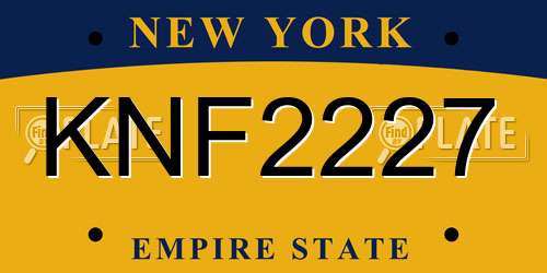 KNF2227 New York License Plate
