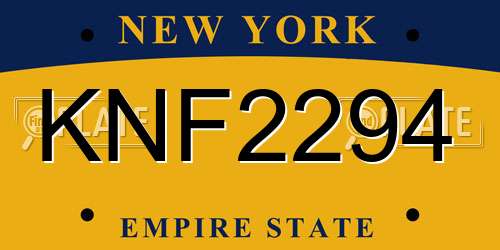 KNF2294 New York License Plate