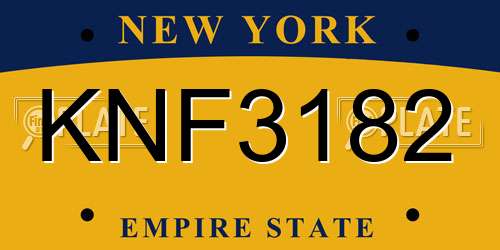 KNF3182 New York License Plate