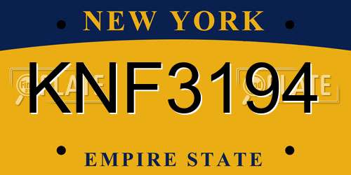KNF3194 New York License Plate