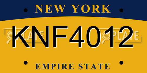 KNF4012 New York License Plate