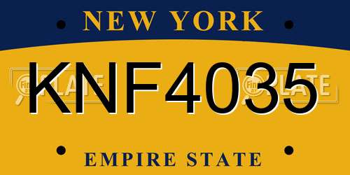 KNF4035 New York License Plate