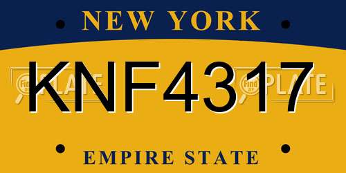 KNF4317 New York License Plate