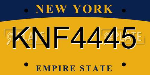 KNF4445 New York License Plate