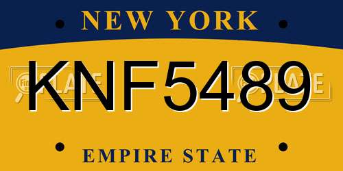 KNF5489 New York License Plate