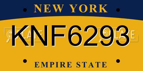 KNF6293 New York License Plate