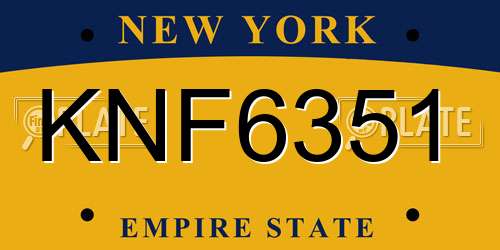 KNF6351 New York License Plate