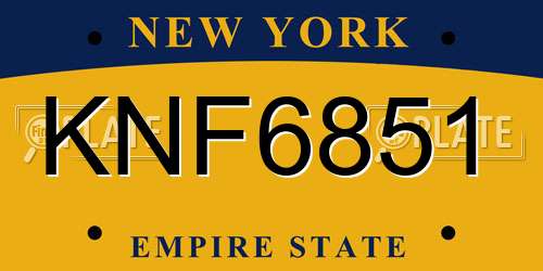 KNF6851 New York License Plate