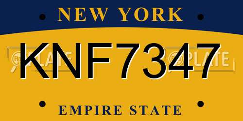 KNF7347 New York License Plate