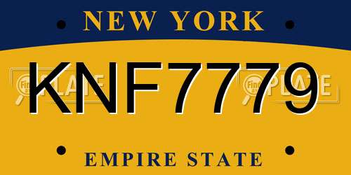KNF7779 New York License Plate