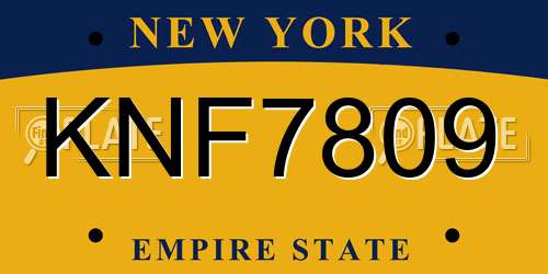 KNF7809 New York License Plate