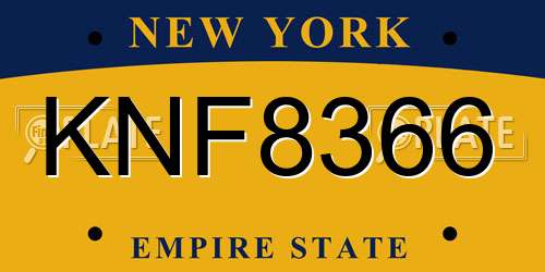 KNF8366 New York License Plate