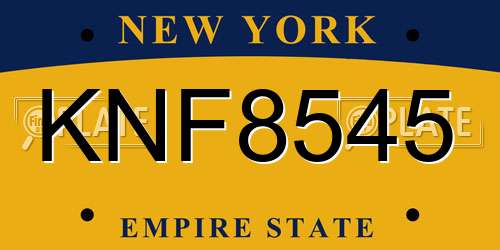 KNF8545 New York License Plate