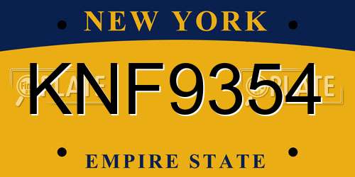 KNF9354 New York License Plate