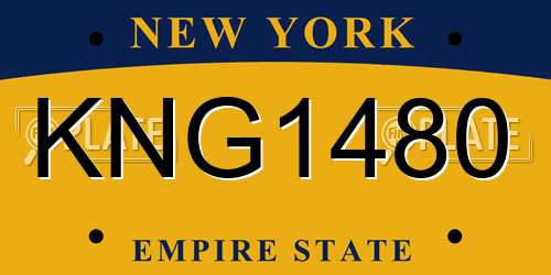 KNG1480 New York License Plate