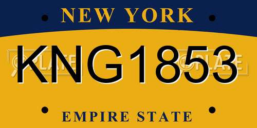 KNG1853 New York License Plate