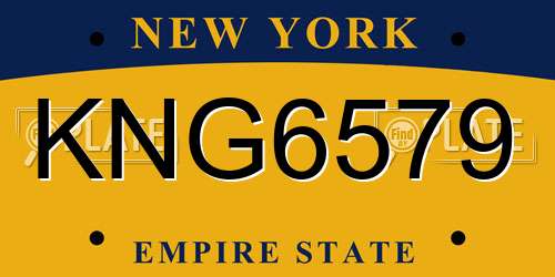 KNG6579 New York License Plate