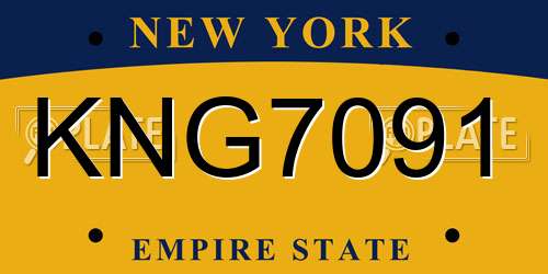 KNG7091 New York License Plate