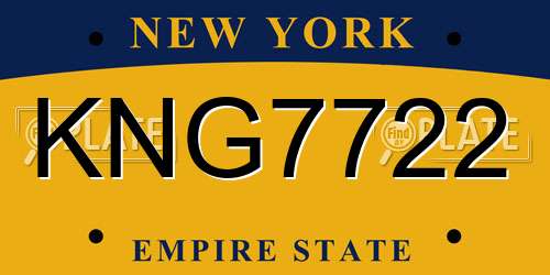 KNG7722 New York License Plate