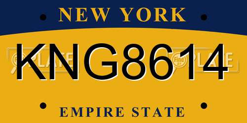 KNG8614 New York License Plate
