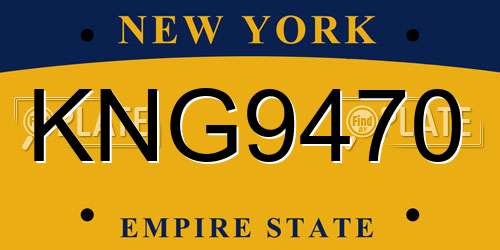 KNG9470 New York License Plate