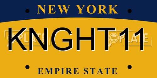 KNGHT11 New York License Plate