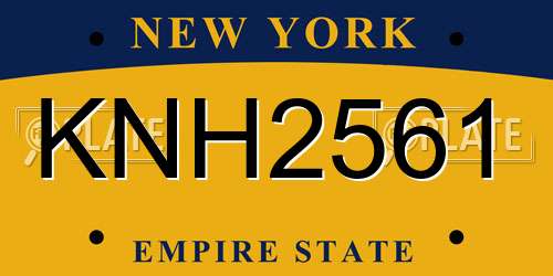 KNH2561 New York License Plate