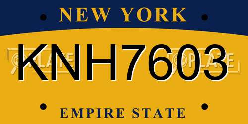 KNH7603 New York License Plate