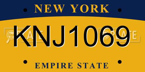 KNJ1069 New York License Plate
